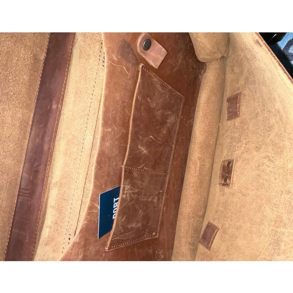 Portland Leather Goods Brown‎ Leather Satchel Briefcase Laptop Messenger Bag